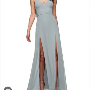 Azazie dusty blue wedding guest dress